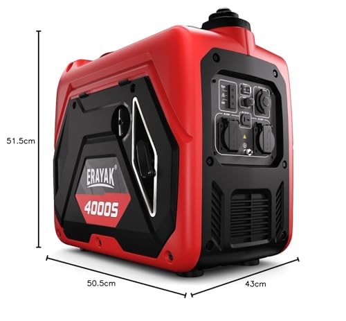ERAYAK 4000W Notstromaggregat Leise Benzin Inverter Stromerzeuger Stromaggregat Generator Stromgenerator mit Ölsensor ECO-Modus für Camping, Wohnmobile (EYG4000S)