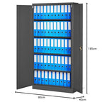 Jan Nowak Aktenschrank C001H Büroschrank Metallschrank Stahlschrank Werkzeugschrank Stahlblech Pulverbeschichtet Flügeltürschrank Abschließbar 195 cm x 90 cm x 40 cm (anthrazit/anthrazit)