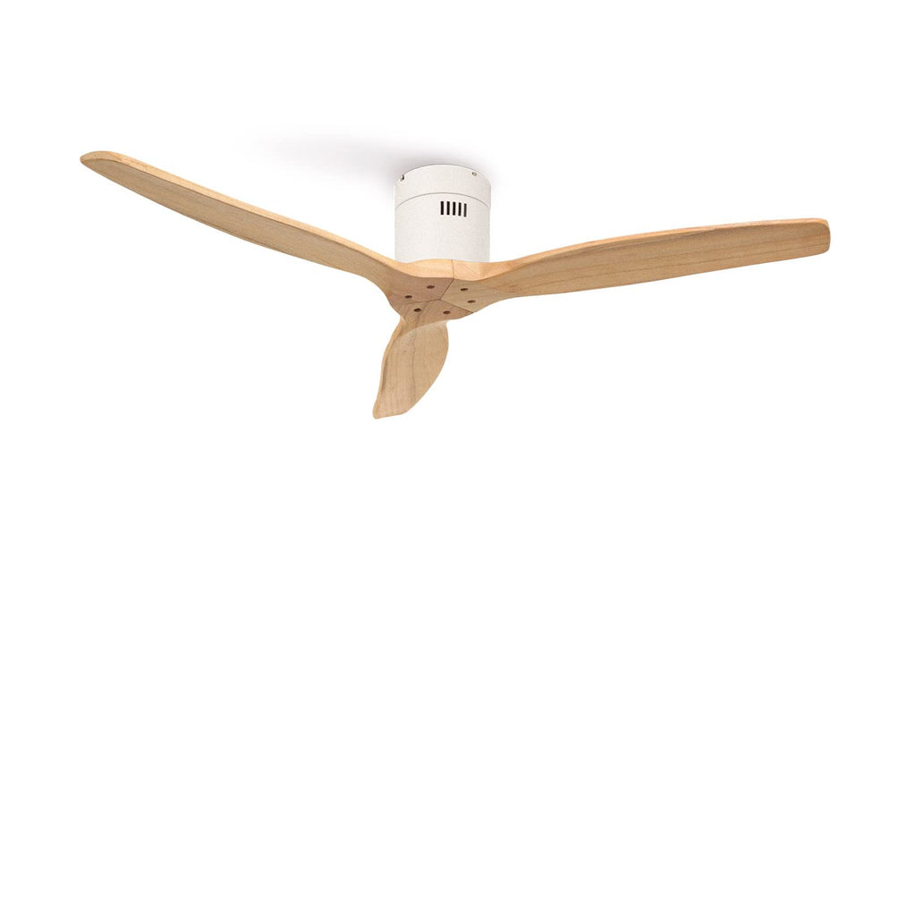 CREATE / WINDCALM M/Deckenventilator ABS Weiß Hellesholzflügel-Optik mit WLAN und Fernbedienung/Leise, 40W, Ø132cm, 6 Geschwindigkeiten, Timer von 1 bis 4 Std., DC-Motor, Sommer-Winterbetrieb
