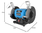 Güde Doppelschleifer GDS 150-15 (250 W, 2980 1/min Motordrehzahl, Grob- & Feinschleifscheibe 36|60 K, 150 mm ø, stabiler Maschinenfuß, kugelgelagerte Schleifachsen, verstellbare Arbeitsauflagen), Blau