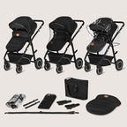 LIONELO BIANKA Kinderwagen 3 in 1 bis 22 kg Babywanne Autositz, Zusammenlegbar, Reise-System, Einstellung der Rückenlehne, Räder 360 Stoßdämpfer, Verdeck XXL