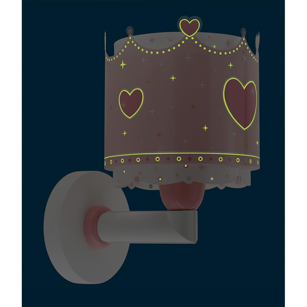 Dalber kinder Wandlampe kinderzimmer, Kinderlampe Wandleuchte Little Queen Krone rosa, 61109, E27