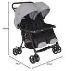 Graco DuoRider™ Doppel-Kinderwagen, Geschwisterwagen, ab Geburt bis ca. 3 Jahre (15 kg), leicht, schnell zusammenklappbar, freistehend, großer Staukorb, inkl. Regenverdeck, grau, Steeple Gray