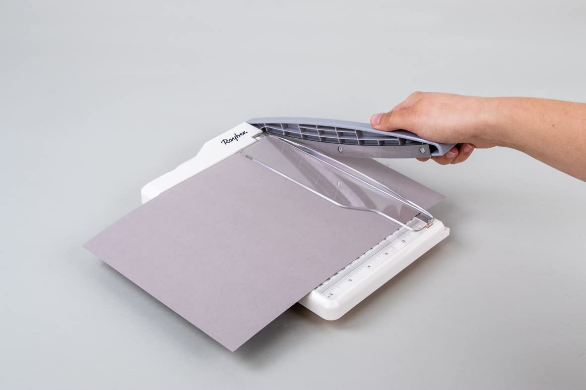 Rayher 29209000 Hebel-Schneidemaschine A5, 28 x 19,5 cm, Schnittlänge ca.21,6 cm, Papierschneidemaschine, Weiß