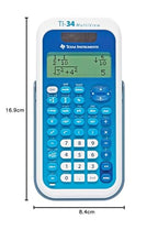 Texas Instruments TI-34 MV Schulrechner (Multi View, 4-zeilen Display, Solar- und Batteriebetrieb) Blau-Weiß