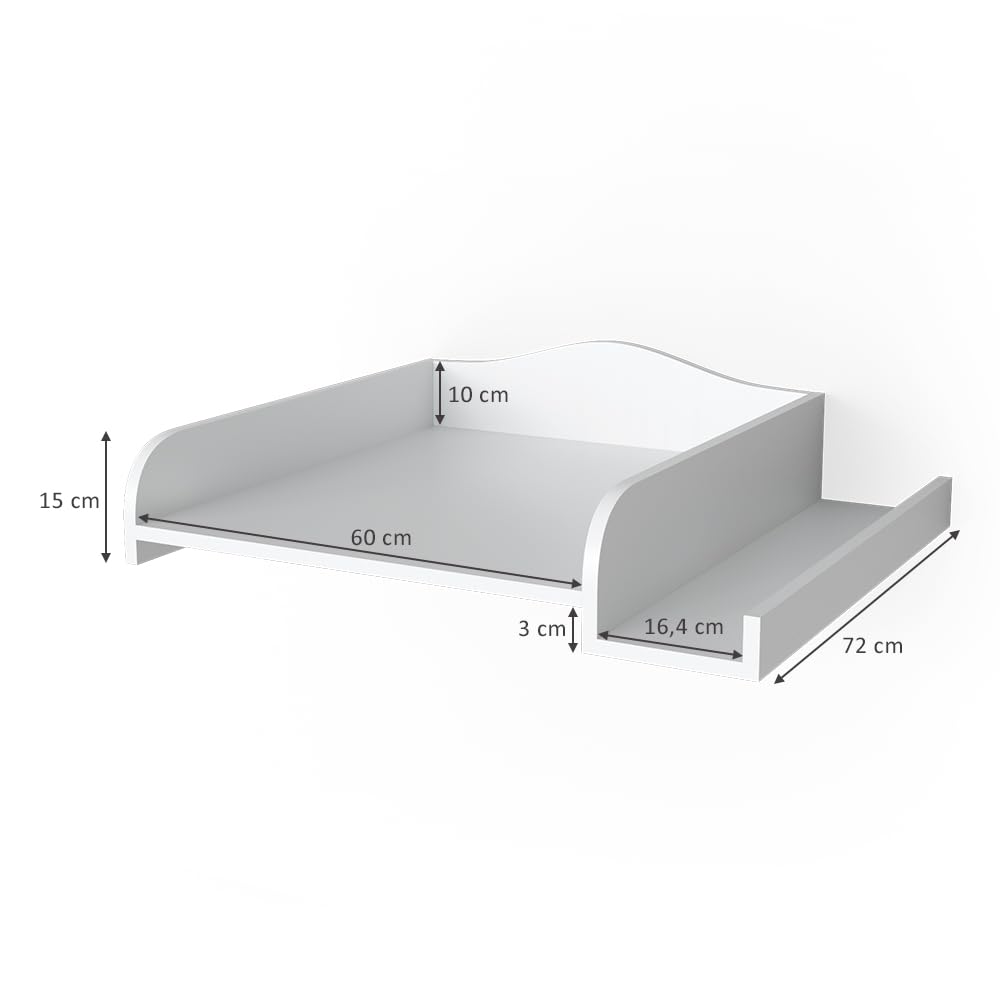 Vicco Wickelaufsatz, Wickeltischaufsatz, Weiß, 83 x 72 cm auf Waschmaschine