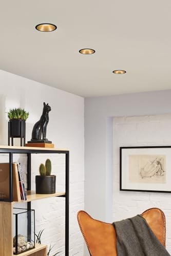 Paulmann 93404 LED Einbauleuchte Cole rund incl 3x6W dimmbar Einbaustrahler Schwarz, Gold matt Einbaulampe Kunststoff, Alu Zink Deckenspot 2700K