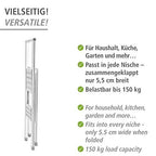 WENKO Leichte Aluminium Trittleiter mit 2 Stufen für 50 cm höheren Stand, rutschsichere XXL-Stufen, Design Klapptrittleiter, TÜV Süd Zertifiziert, 44 x 101 x 5,5 cm, Weiß