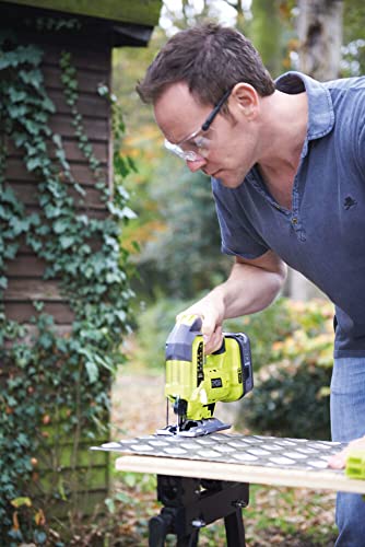 RYOBI 18 V ONE+ Akku-Stichsäge R18JS-0 (max. Schnitttiefe Holz: 101mm, Hublänge 25mm, stufenlose Hubzahlregulierung, werkzeugloser Sägeblattwechsel, inkl. Stichsägeblatt, ohne Akku & Ladegerät)