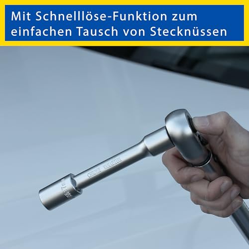 Goodyear Radwechselset, 6-teilig, Drehmomentschlüssel + Umschaltknarre + 3-tlg. Steckschlüsselsatz + Verlängerung, Box, Schwarz