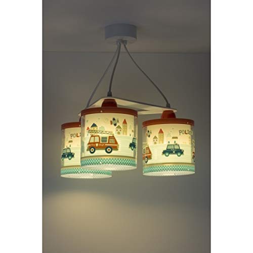 Dalber kinderlampe Pendelleuchte Hängelampe 3 Lichter Police Autos Polizei, Blau