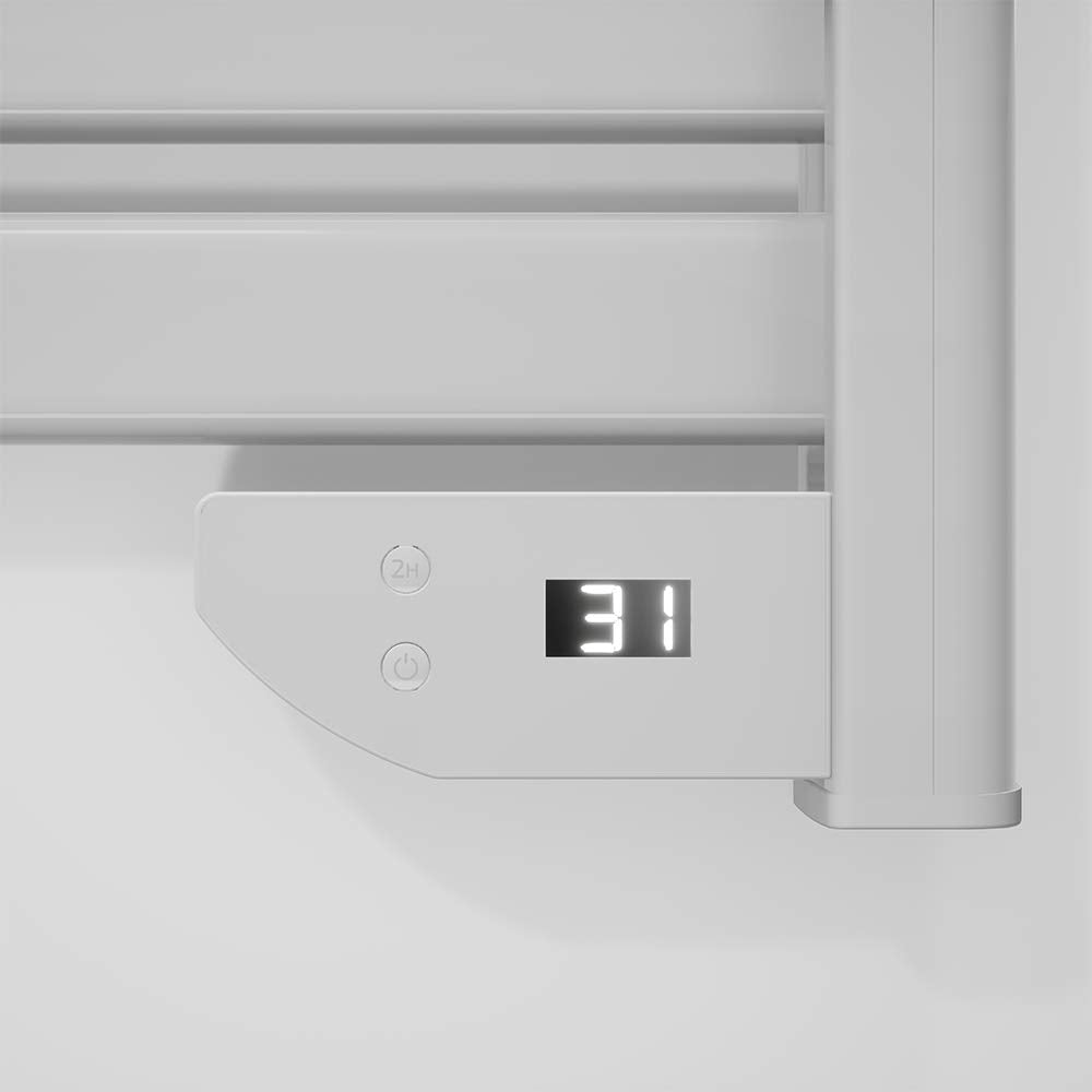 Cecotec Elektrischer Badheizkörper ReadyWarm 9000 Twin Towel White. 500 W, LED-Anzeige, 2 h Timer, Schutzart IP24, doppeltes Sicherheitssystem, Elegantes Design und Montageset, Weiß
