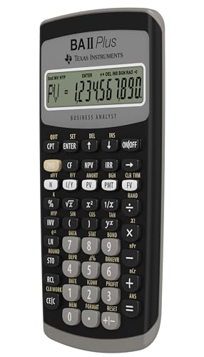 Texas Instruments BA II Plus Taschenrechner (Hosentasche, finanziell, Schwarz, Knöpfe, Akku)