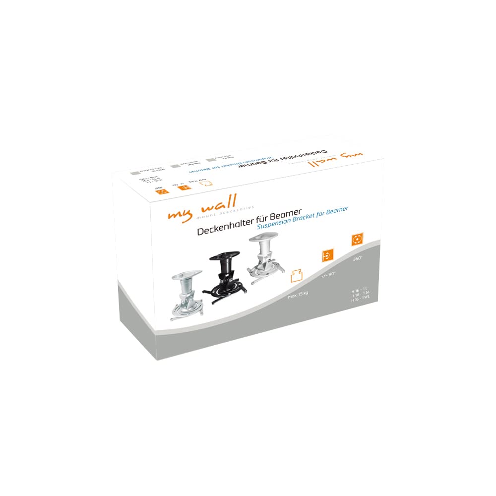mywall H16-1WL Beamer Deckenhalterung (Tragkraft 15kg Deckenabstand: 22,5 cm)