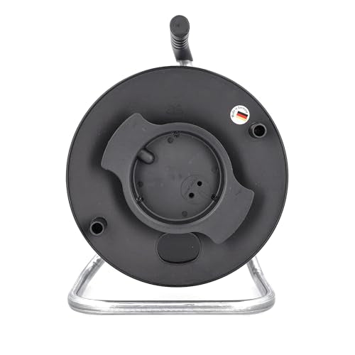 as - Schwabe Universal-Roller Leertrommel Ø285 mm mit Kabelhaspel, Feststellbremse, Fußgestell und ergonomischen Haltegriff, für diverse Kabellängen, 12121
