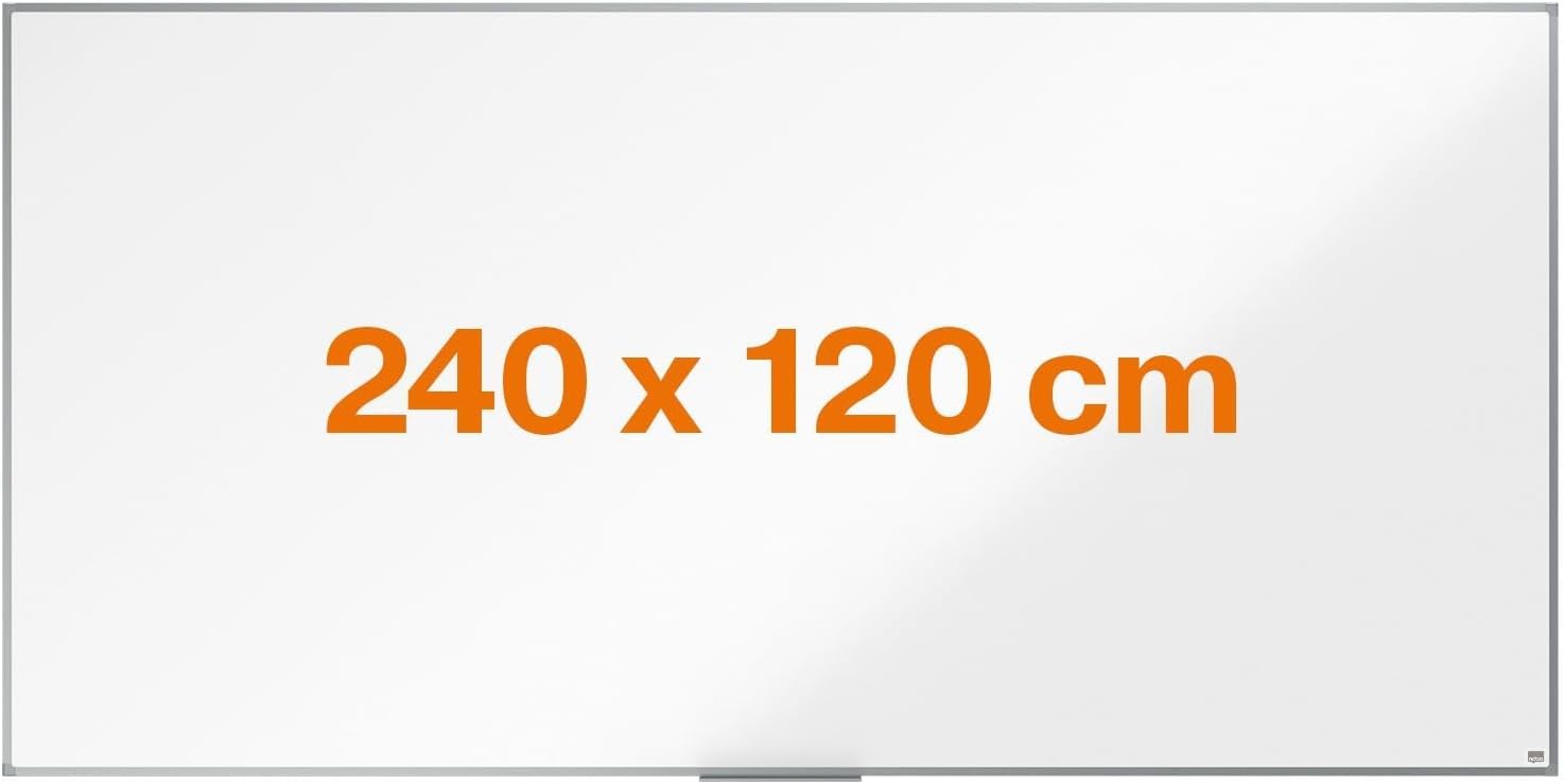Nobo Amazon Exclusive Stahl-Magnettafel 240 x 120 cm – Trocken abwischbare Memotafel mit Aluminiumrahmen und Stifthalter, magnetische Wandtafel für Büro, Zuhause, Klassenzimmer
