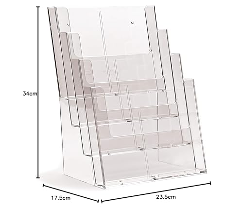 taymar 4C230X Prospektständer, Prospekthalter mit 4 Etagen im DIN A4 Hochformat, Präsentationsständer