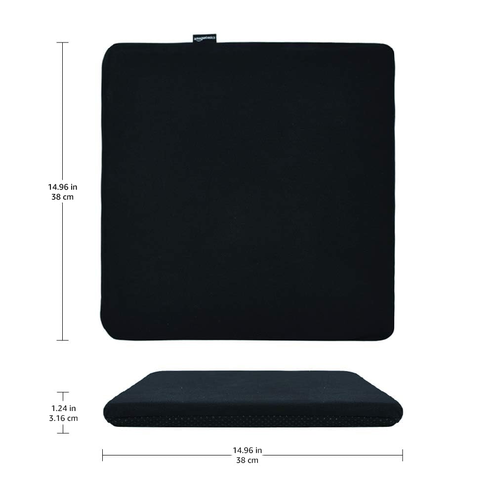Amazon Basics Quadratisch Sitzkissen aus Memoryschaum, 38 x 38 cm, Schwarz