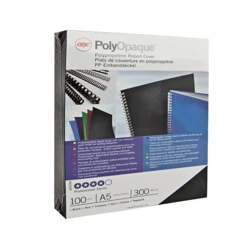 GBC PolyOpaque Umschlagmaterial, 300 Micron, A4, 100 Stück, schwarz