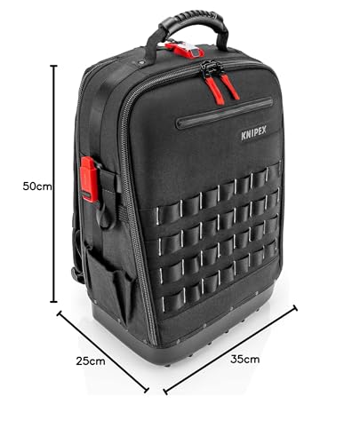 KNIPEX Modular X18 Werkzeugrucksack, leer, 58 Steckmöglichkeiten, 18 l Volumen, mit Laptop-Fach, stabile Bodenschale, 530 x 340 x 210 mm, 00 21 50 LE