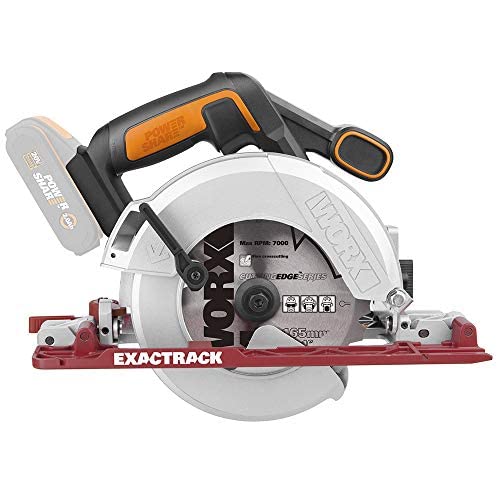 WORX WX530.9 Akku-Handkreissäge 20V – Profi Kreissäge mit Absaug-Adapter – Ideal auch für Schnitte auf Gehrung – PowerShare kompatibel – ohne Akku & Ladegerät