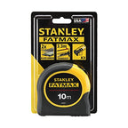 Stanley FatMax Bandmass Blade Armor, 10m Länge, Feststeller, automatischer Rücklauf, Gürtelclip, DynaGrip, 0-33-811