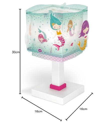 Dalber Kinder Tischlampe Nachttischlampe kinderzimmer Mermaids Meerjungfrauen, Kinderzimmer, Nachttischlampe, 63441, E14, Türkis