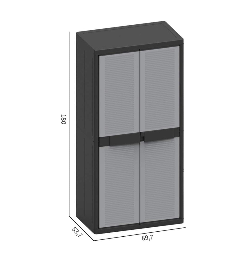 Terry Jumbo Cab 2900 Qblack, Spacious 2-Door Cabinet, 3 Internal Adjustable Shelves - 89.7x53.7x180 cm