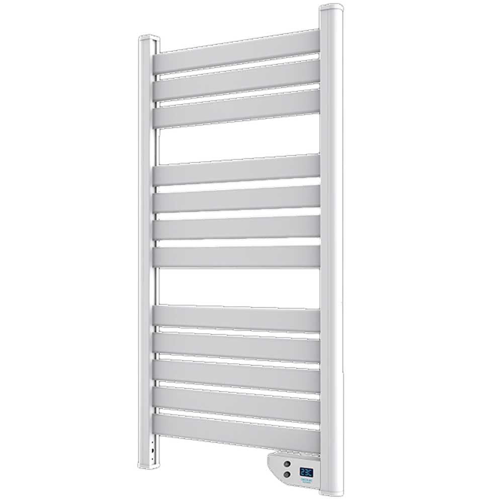 Cecotec Elektrischer Badheizkörper ReadyWarm 9000 Twin Towel White. 500 W, LED-Anzeige, 2 h Timer, Schutzart IP24, doppeltes Sicherheitssystem, Elegantes Design und Montageset, Weiß
