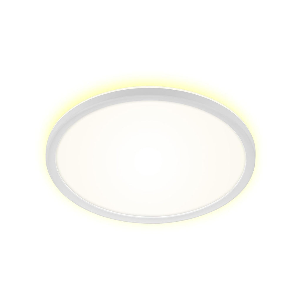 BRILONER - LED Bad Deckenleuchte mit Backlight, IP44 LED Badezimmerlampe, 18 Watt, 2400 Lumen, Lampe, Küchenlampe, Flurlampe, ultraflach, neutralweiße Lichtfarbe, 290x35 mm (DxH), Weiß