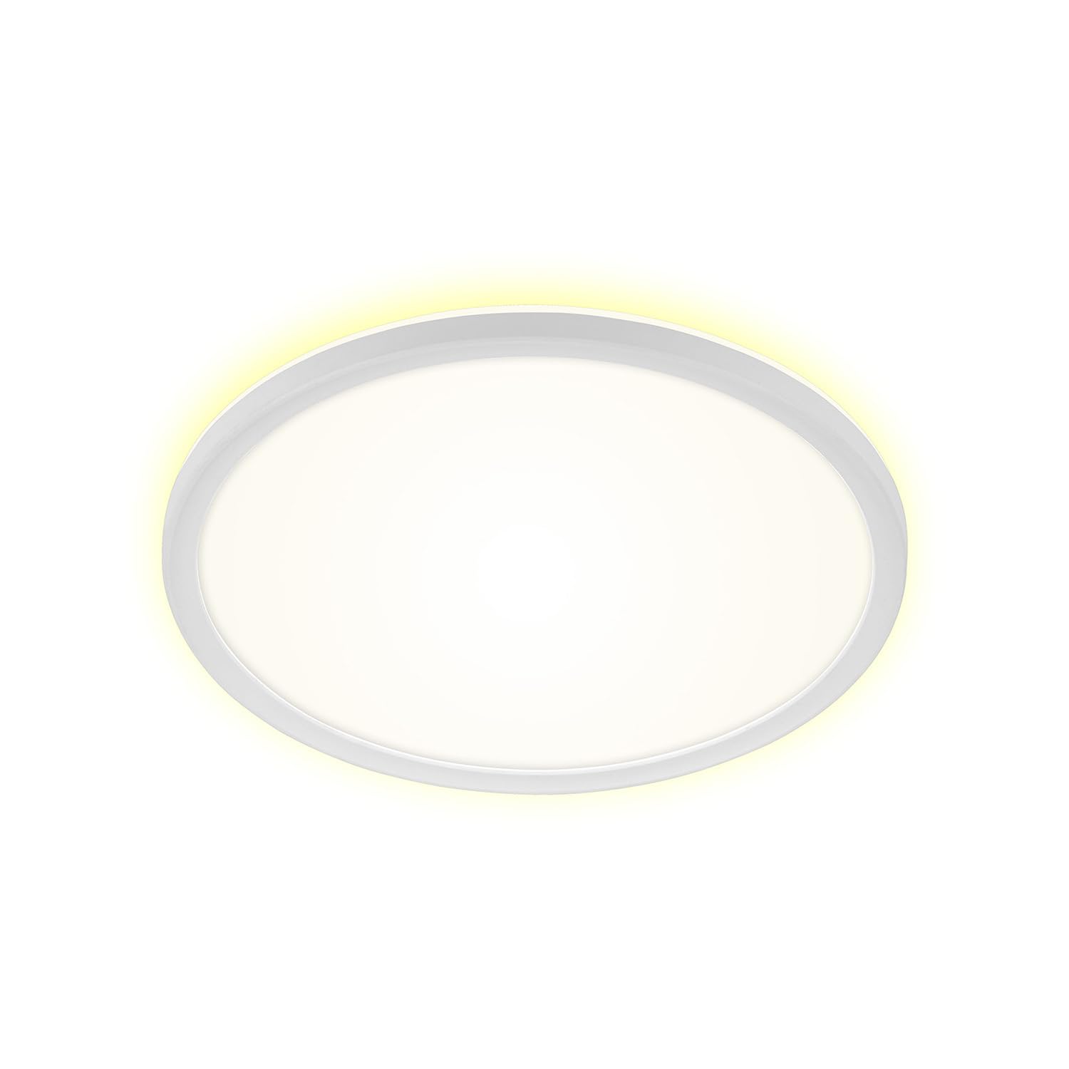 BRILONER - LED Bad Deckenleuchte mit Backlight, IP44 LED Badezimmerlampe, 18 Watt, 2400 Lumen, Lampe, Küchenlampe, Flurlampe, ultraflach, neutralweiße Lichtfarbe, 290x35 mm (DxH), Weiß