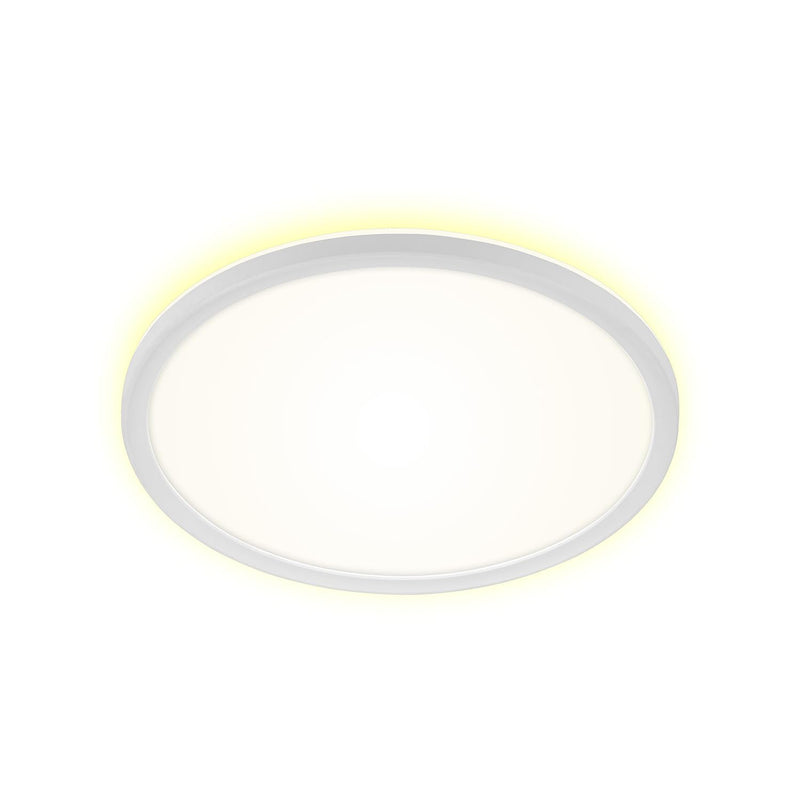 BRILONER - LED Bad Deckenleuchte mit Backlight, IP44 LED Badezimmerlampe, 18 Watt, 2400 Lumen, Lampe, Küchenlampe, Flurlampe, ultraflach, neutralweiße Lichtfarbe, 290x35 mm (DxH), Weiß