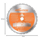 Evolution Power Tools R255TCT zaagblad met 28 tanden en met een uiteinde van carbide voor meerdere materialen - zaagt hout, metaal, kunststof en meer, 255 mm