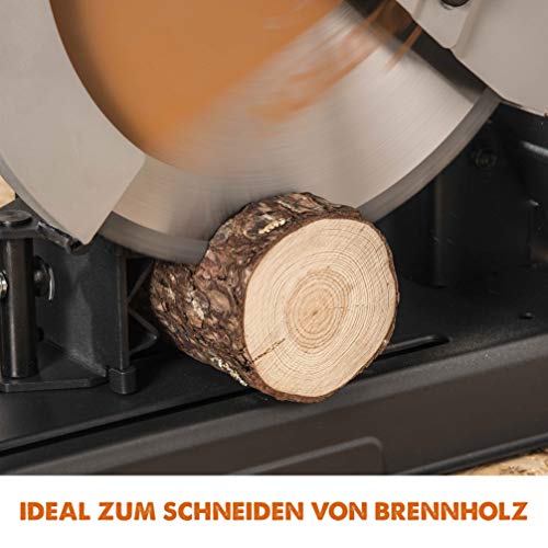 Evolution R355CPS Kappsäge Kapp-Zug-Gehrungssäge 2200 W | inkl. Ø 355 mm HM-Sägeblatt Multi-Material-Schneiden Holz, Aluminium, Stahl, Kunststoff | Schnittleistung von 120 x 120 mm | 0-45˚ Gehrung