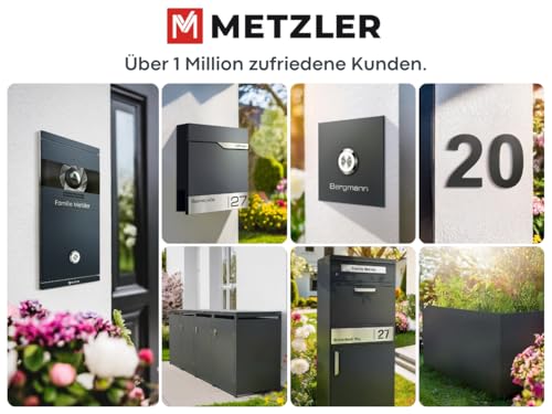 Metzler Paketbox, Briefkasten mit großem Paketfach in Anthrazit, personalisierte Paketbox für draußen, Standbriefkasten mit Paketfach, Paketkasten, Postbox mit Gravur, rostfrei und massiv - Bispo 2