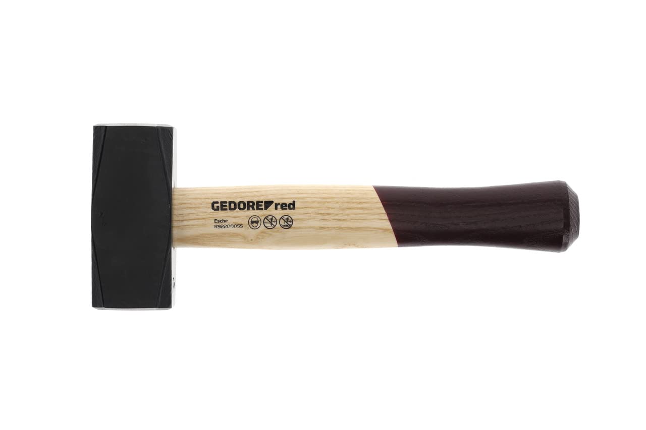 GEDORE red Fäustel mit Holzgriff, 1500 g Kopfgewicht, Hammer mit Eschenstiel, Werkzeug, geschmiedet, Ringkeil, R92200055
