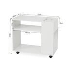 Mondeer Aktenschrank, Büroschrank mit Verstellbaren Trennwänden und Universalrädern Modern Einfach für Büro Arbeitszimmer Wohnzimmer, Weiß, 70 x 36 x 60 cm