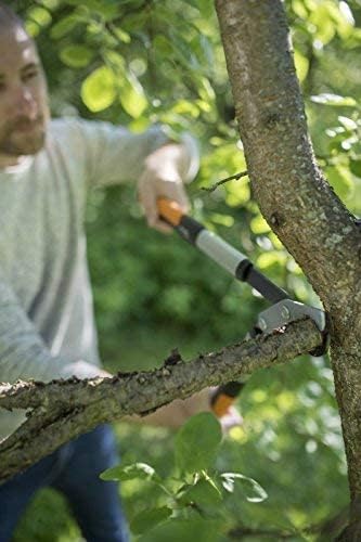 Fiskars PowerGearX Amboss-Getriebeastschere für trockenes und hartes Holz, Antihaftbeschichtet, Gehärteter Präzisionsstahl, Länge: 80 cm, Schwarz/Orange, LX99-L, 1020189