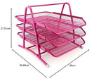 Leviatan Metall Ablage Ablagefächer | Büro Organizer Schreibtisch | Schubladen für Dokumente | 3 Schubfächer Briefablage Dokumentenablage A4 Organizer Mesh | Rosa
