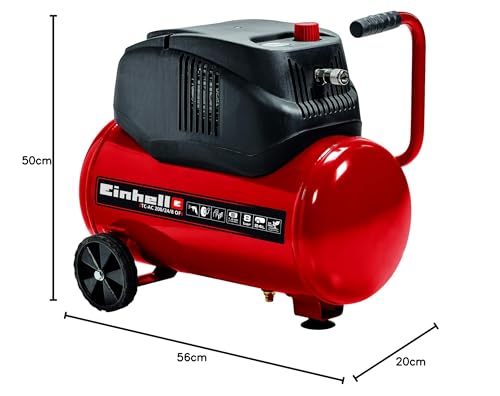 Einhell Kompressor TC-AC 200/24/8 OF (1200 W., Max. 8 Bar, 24 L-Tank, 180 L/min Ansaugleistung, Motordrehzahl 15000 Min^-1, Druckminderer, Manometer, Ã–lfrei)