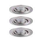 Paulmann 92973 Nova Mini Plus LED Einbauleuchte Coin 3er Set rund schwenkbar 3x4,2W EasyDim dimmbar Eisen gebürstet Aluminium Warmweiß 2700K, 126 W