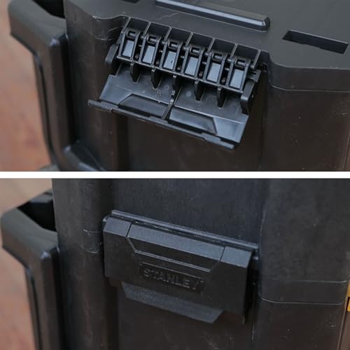 Stanley Rollende Werkstatt aus Metall-Kunststoff 1-79-206 / Werkzeugwagen leer mit 3 modularen Einheiten / Vielseitige Werkzeugbox für Kleinteile und große Werkzeuge