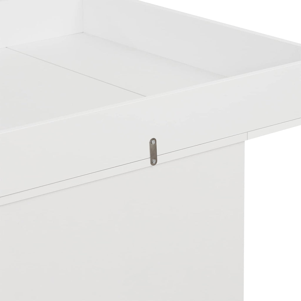 WOLTU Wickelkommode mit Wickelaufsatz, Wickeltisch, Kommode mit 3 Schubladen, Wickelaufsatz abnehmbar, mit Kippschutz, 86 cm für Lendenwirbelschutz, Weiß+Eiche