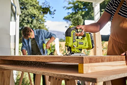 RYOBI 18 V ONE+ Akku-Stichsäge R18JS-0 (max. Schnitttiefe Holz: 101mm, Hublänge 25mm, stufenlose Hubzahlregulierung, werkzeugloser Sägeblattwechsel, inkl. Stichsägeblatt, ohne Akku & Ladegerät)