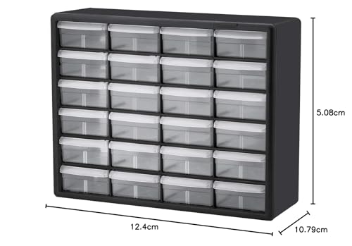 Akro-Mils 10724 Schubladenschrank aus Kunststoff mit 24 Schubladen, für Garage, Perlen-Organizer, Lego-Aufbewahrung, Lehrer-Werkzeugkasten, Make-up-Organizer und mehr, 50,8 cm B x 15,2 cm T x 40,6 cm