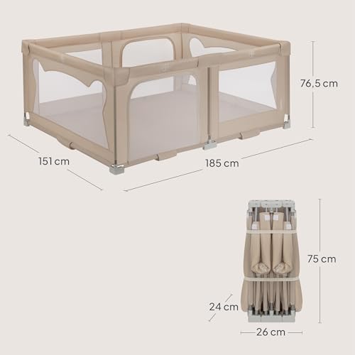 Lionelo Kinderlaufgitter 150 x 180 x 75 cm Florence Easy Fold, atmungsaktives Netz, sicher, tragbar, einfach zusammenklappbar, 2 Eingänge mit Reißverschluss, Reisetasche