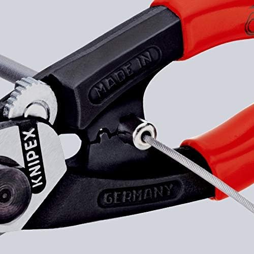 KNIPEX Drahtseilschere geschmiedet in Blister mit Mehrkomponenten-Hüllen, mit integrierter Befestigungsöse zum Anbringen einer, 95 62 190 T BK