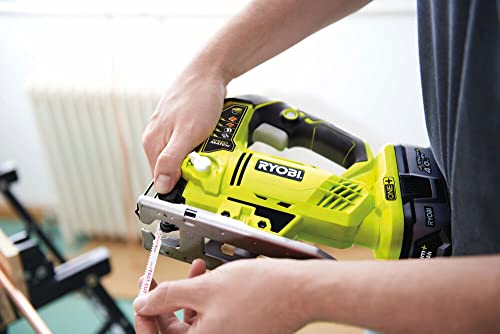 RYOBI 18 V ONE+ Akku-Stichsäge R18JS-0 (max. Schnitttiefe Holz: 101mm, Hublänge 25mm, stufenlose Hubzahlregulierung, werkzeugloser Sägeblattwechsel, inkl. Stichsägeblatt, ohne Akku & Ladegerät)