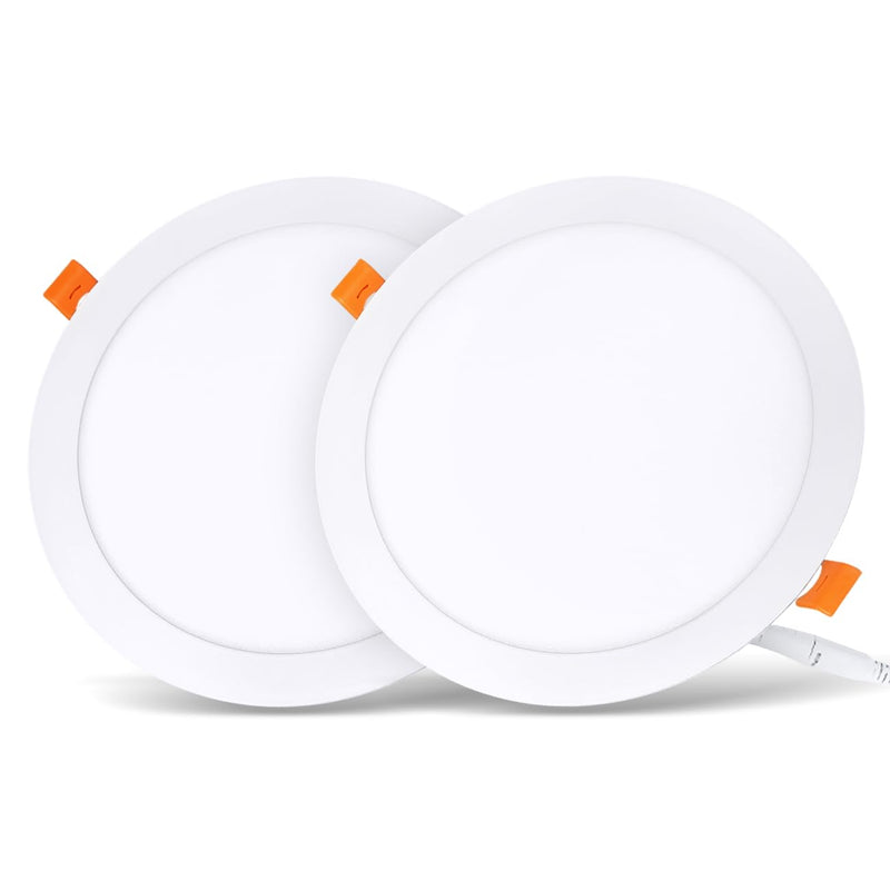 LVWIT 2x 18W Ultraslim LED Einbauleuchten, ersetzt 150W Halogen, runde Deckenleuchte mit Treiber, Neutralweiß 4000K, 1650 lm, AC 230V, Downlight/Einbaustrahler/Einbauspots (2er Pack)