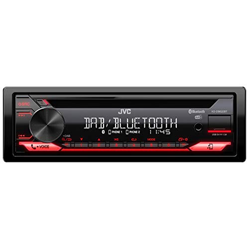 JVC KD-DB622BT CD-Autoradio mit DAB+ und Bluetooth Freisprecheinrichtung (Soundprozessor, USB, AUX-In, Spotify Control, 4 x 50 Watt, rote Tastenbeleuchtung, Ohne Antenne)